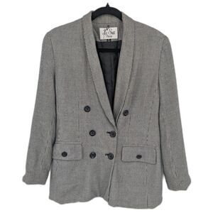 Vintage 1990s Le Suit Blazer Houndstooth Double Breasted Jacket Size Petite 6